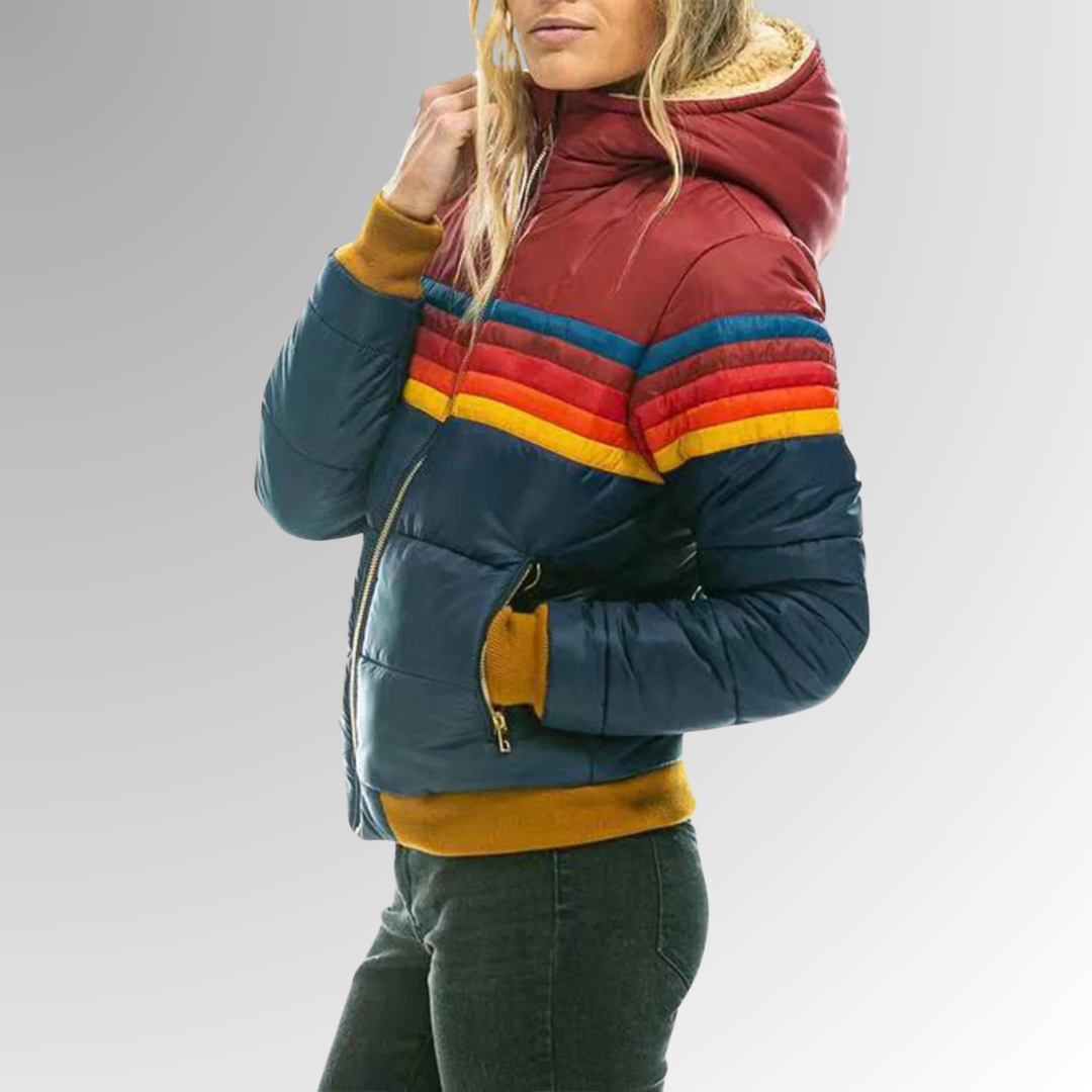 Amber | Regnbuestribet zip-up jakke