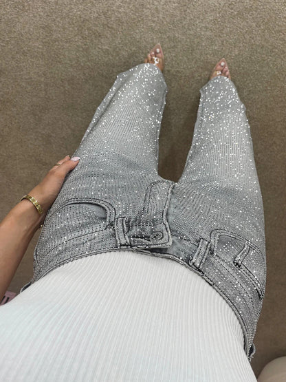 Stacey - Sparkle jeans med brede ben