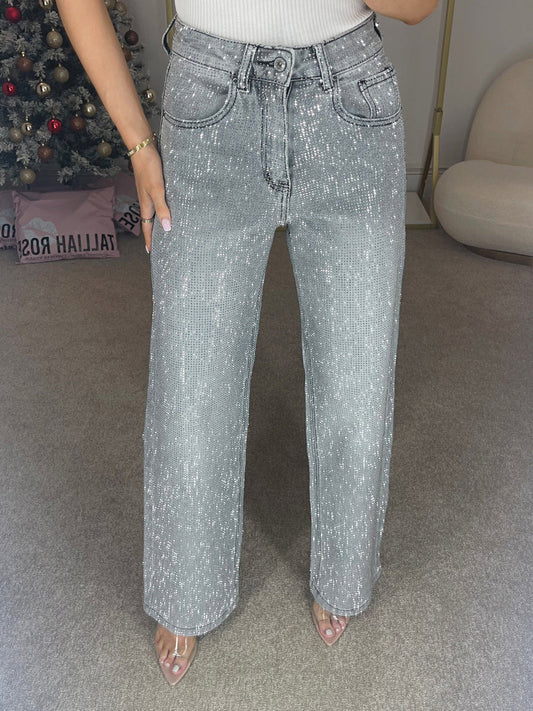 Stacey - Sparkle jeans med brede ben