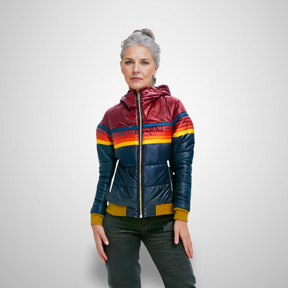 Amber | Regnbuestribet zip-up jakke